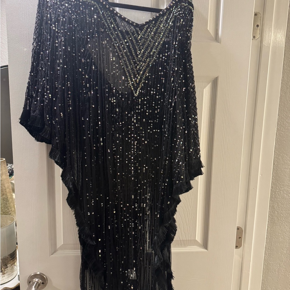 Black Beaded Fringe Dress